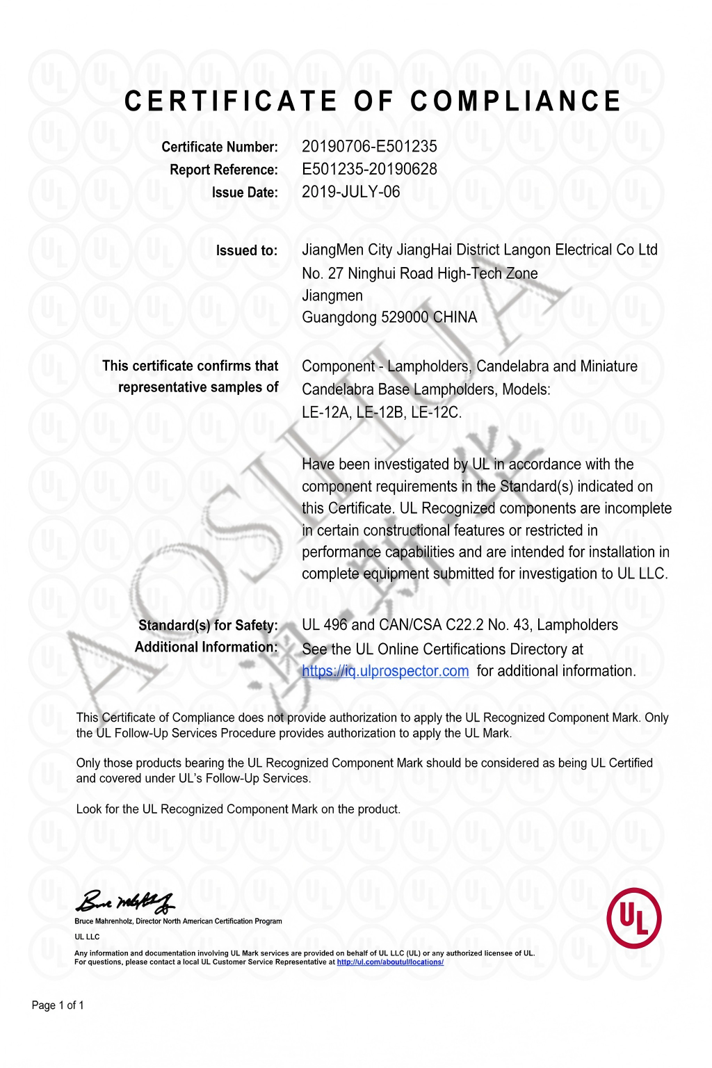 CERTIFICATE OF COMPLIANCE
